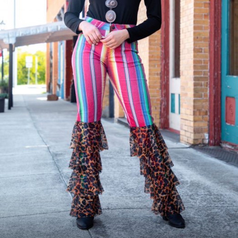 Serape Jeans with Leopard Ruffle